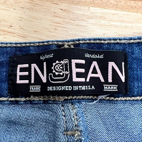 Enjean Womens Blue Regular Fit Medium Wash Distressed Skinny Leg Jeans Size 3 - Picture 7 of 8